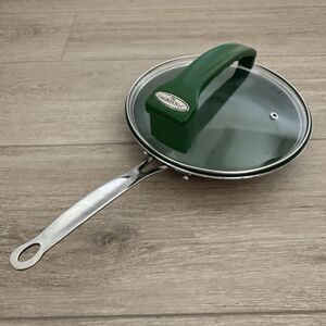 Orgreenic Ceramic Green Non-Stick Large 10 in Fry Pan with Lid Non Toxic
